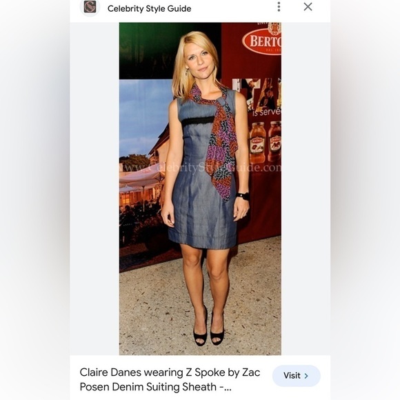 Z Spoke by Zac Posen Chambray Dress with Pockets & Silk Neck Tie Women’s size 8 - Picture 3 of 9